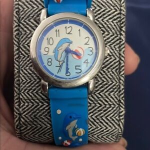 Blue and Silver Watch with Flexible Strap and Easy to Read Face